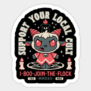 Support Your Local Cult - Creepy Cute Satanic Lamb - Join The Flock Sticker